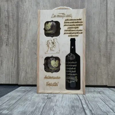 Cutie din lemn pentru 2 sticle de vin 20x11x36 cm, natur